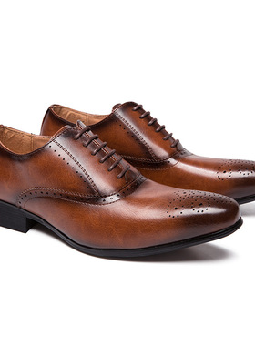 Men Business Dress Shoes Leather Retro Bullock Formal Shoes