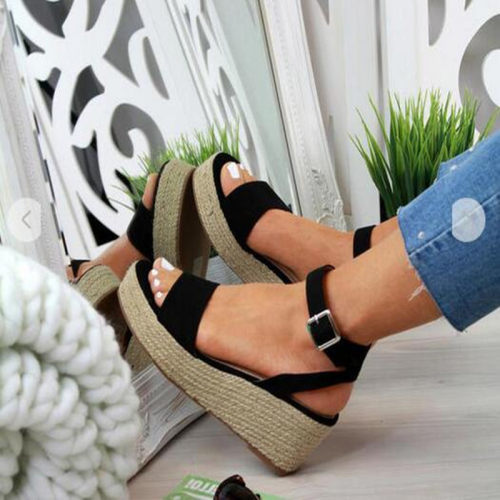 Wedge sandals for women Hemp rope sole platform shoes 2020