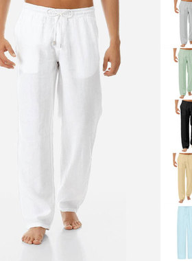 男士薄款休闲棉麻长裤men thin trousers cotton linen long pant