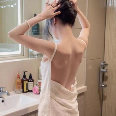 新款棉纱浴裙睡衣女春秋高级感穿戴式宽松夏季睡裙女士款吊带浴巾