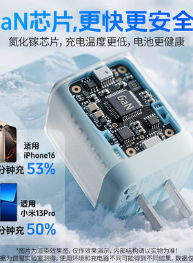 套装礼盒高颜值新款70W全协议氮化镓快充充电头pd充电器数据线适用苹果华为小米手机充电宝三件套