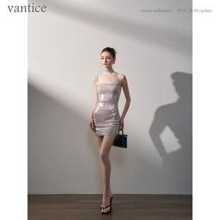 vantice 气质显白亮片轻奢绝美高级灰色小礼服生日派对战袍连衣裙