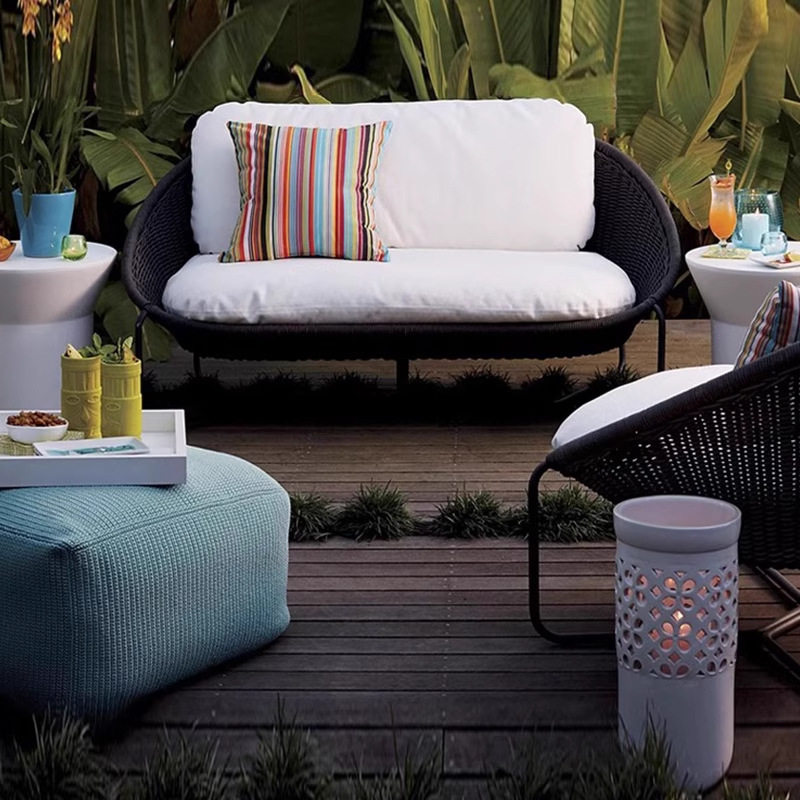 户外休闲藤编沙发庭院花园单双人位绳编椅室内外阳台懒人躺椅组合,住宅家具,户外沙发,淘宝优惠券,粉丝福利购,淘宝优惠卷