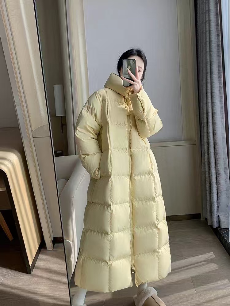 2025冬季简约撞色设计大翻领H廓形三防长款羽绒服