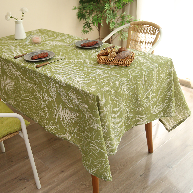 ins风小清新棉麻植物花卉桌布