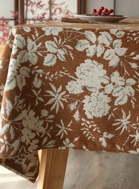 法式复古立体提花桌布轻奢高级感长方形餐桌布中古风圆桌茶几盖布