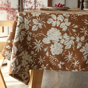 法式复古立体提花桌布轻奢高级感长方形餐桌布中古风圆桌茶几盖布