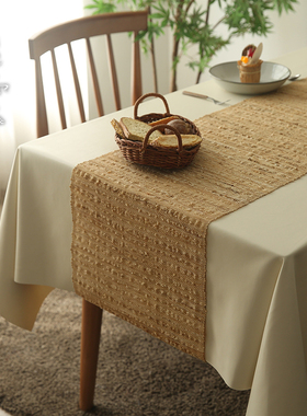 桌旗轻奢高端苎麻茶席ins风北欧餐桌长条布森系电视柜茶几装饰布