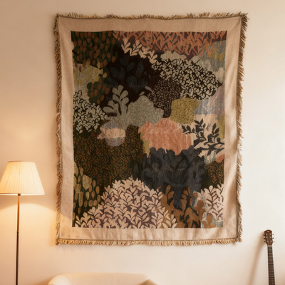 中古风油画肌理挂毯沙发盖毯