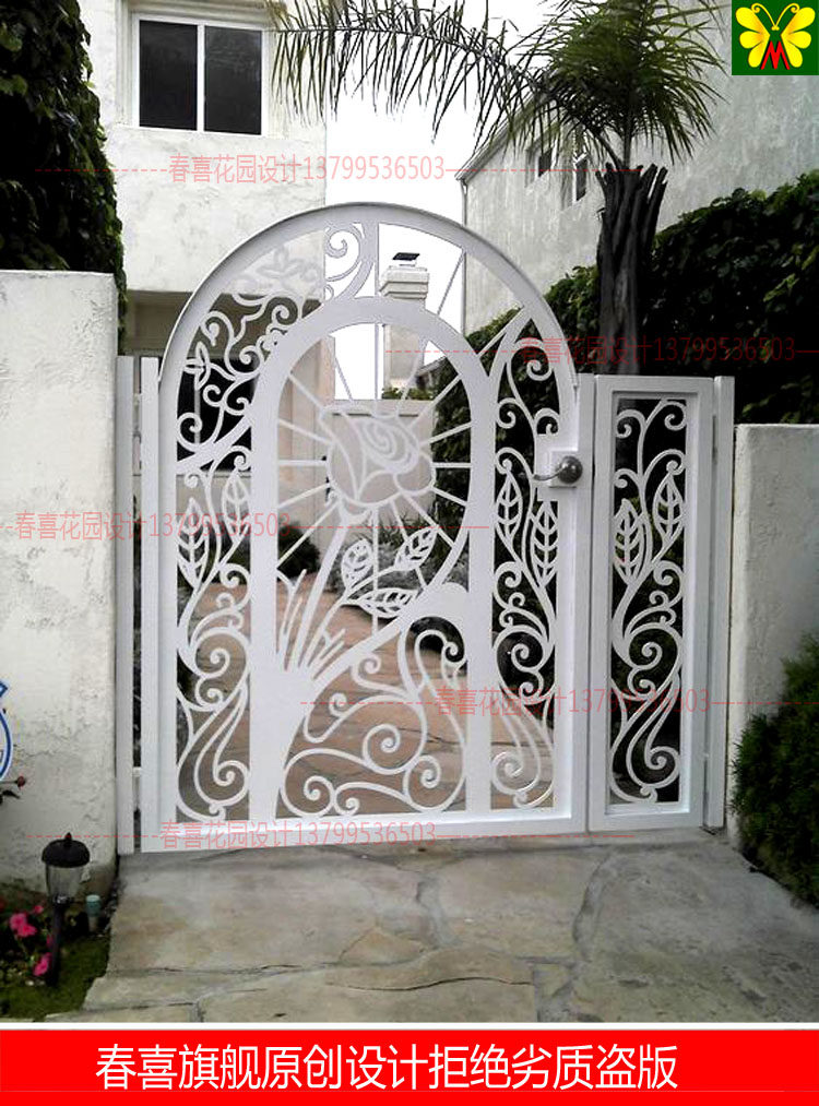 欧式铁艺大门户外庭院门别墅门花园进户门小区双开防盗铁艺门定做