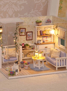 DIY木制手工小屋模型蛋糕屋阳光公主房建筑拼装模型创意生日礼物