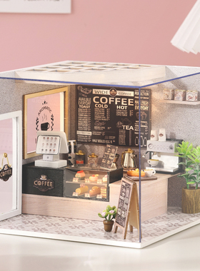 盲盒娃娃仿真场景客厅咖啡屋摩天轮模型手工DIY小屋自制拼装礼物