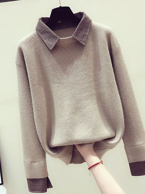 针织打底衫女秋冬内搭可外穿2025新款加厚慵懒风毛衣假两件上衣女