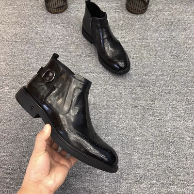 8888新品男士休闲商务软皮板鞋新款高帮男士黑色双拉链休闲男皮鞋