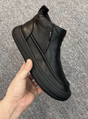 帕达索秋冬季休闲百搭男士黑色韩版透气保暖小短靴221132 KZT