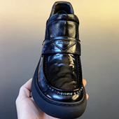 82080秋冬款 男 百搭软底皮鞋 新款 纯皮加绒商务休闲舒适芒果头时尚