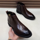 休闲男皮鞋 3333欧洲站休闲软头层牛皮商务新款 韩版 酒红鞋 高帮男士