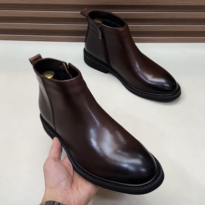 3333欧洲站休闲软头层牛皮商务新款高帮男士酒红鞋韩版休闲男皮鞋
