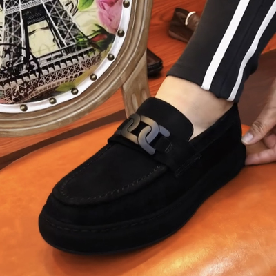 80139秋季新款纯皮商务休闲一脚蹬舒适圆头时尚百搭磨砂皮鞋男