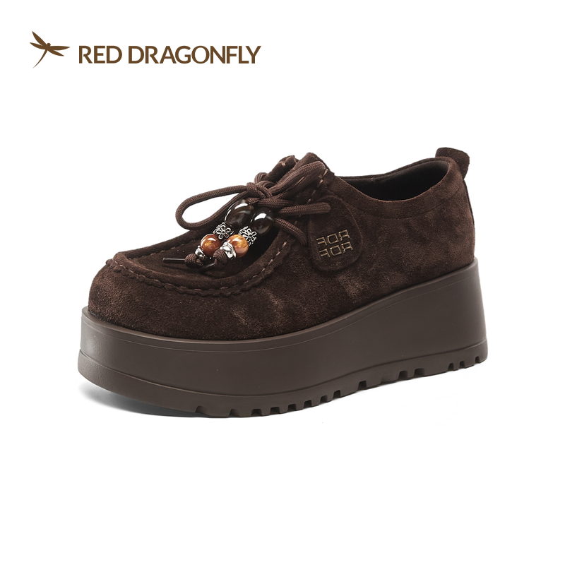 红蜻蜓2025冬季女士勃肯皮鞋BD61196001D厚底串珠BD61196002D休闲