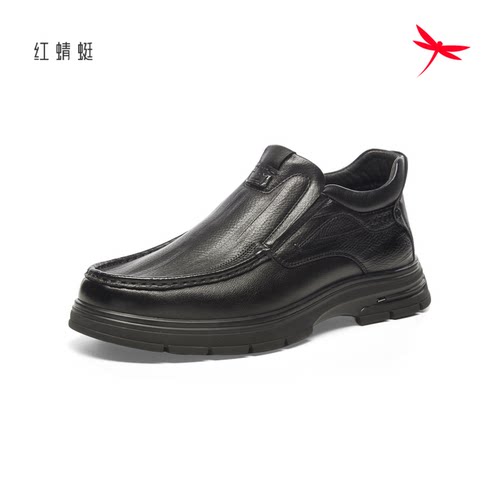 红蜻蜓2025冬季男鞋高帮牛皮休闲