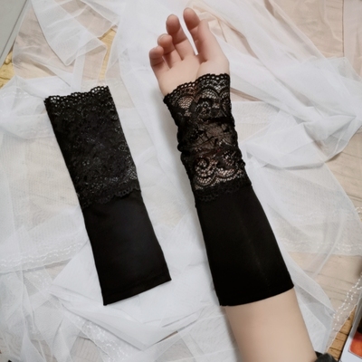 春秋薄款女蕾丝袖套短款手臂套拼接袖口假袖子遮挡疤痕纹身手腕套