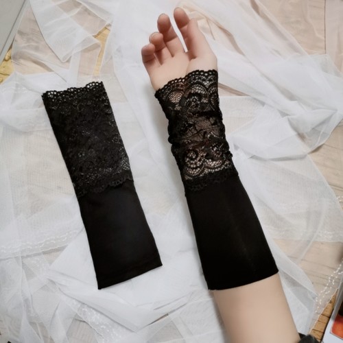春秋薄款女蕾丝袖套短款手臂套拼接袖口假袖子遮挡疤痕纹身手腕套
