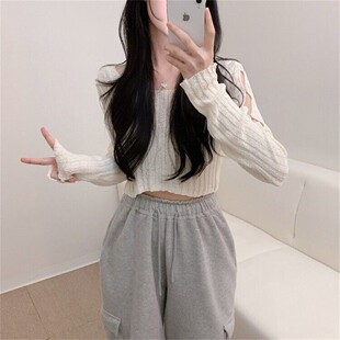春季韩版清爽冰丝曲珠纯色坑条圆子纽扣薄款针织衫防晒罩衫女