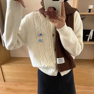 可爱百搭软糯针织开衫 秋冬新款 毛衣外套女彩点宽松甜美学院风上衣