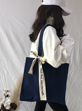 韩国ins同款自制韩风unfold字母印花单肩拉链帆布包日系慵懒风