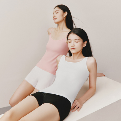 [2件装]三枪吊带背心女生纯棉罗纹无侧缝打底内衣全棉女士背心