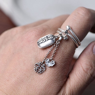 转运珠戒指女轻奢小众原创设计足纯银2021新爆款潮大码精致不掉色