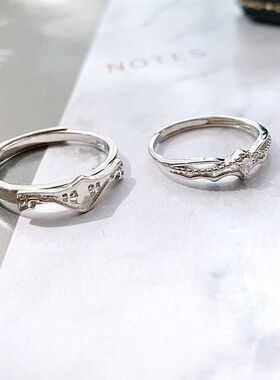 公主与骑士情侣戒指纯银对戒男女