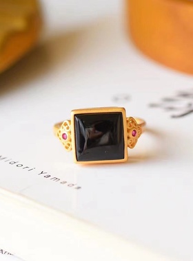 新中式中国风菱形个性时尚设计简约气质百搭高级感方形戒指女士款