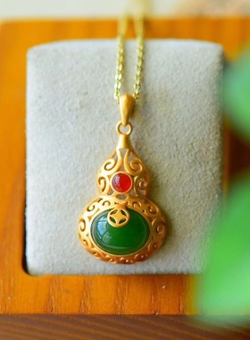 碧绿葫芦吊坠民族风项链复古个性