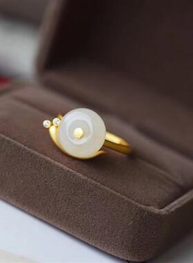 蜗牛平安扣开口可调节银托古法金