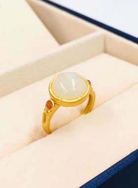 蛋面戒指复古港风百搭高级感天然