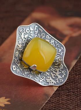 新款复古风时尚个性设计雕琢黄玉