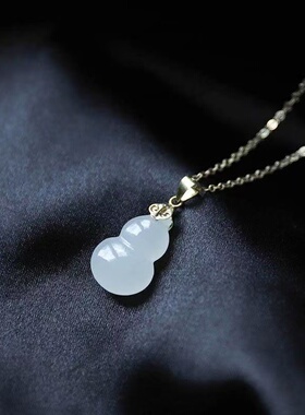 永福丨平安和田玉白玉葫芦吊坠羊脂玉银镶嵌玉石项链女送妈妈礼物