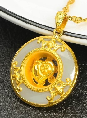 时来运佛吊坠平安扣吊坠复古锁骨链饰品复古小众创意设计女士款