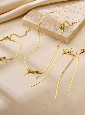 意大利首饰蝴蝶结套装手链项链