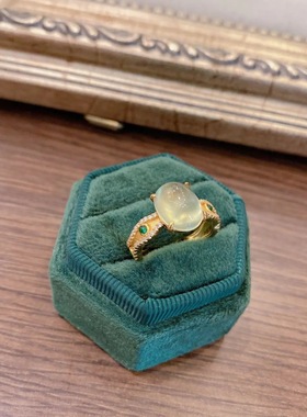 波浪形戒圈设计精致银镶嵌葡萄石