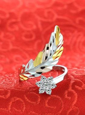 复古镀银活口戒指女彩花气质时尚