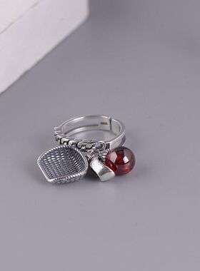 时尚设计小众个性百搭簸箕红水晶