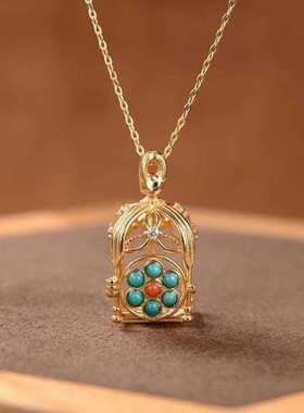 镶嵌玉石可打开古典高档百搭吊坠