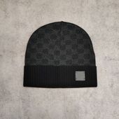 棋盘格提花针织毛线帽冷帽薄款 欧美秋冬新品 男式