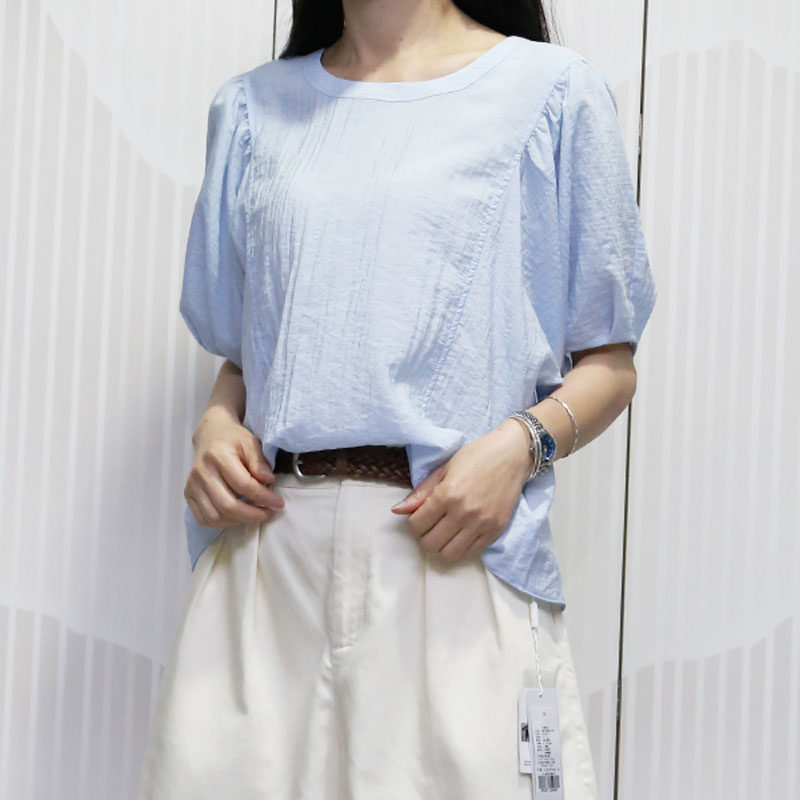 可路莎专柜正品252671泡泡袖长袖衬衫纽扣宽松女装圆领宫廷风