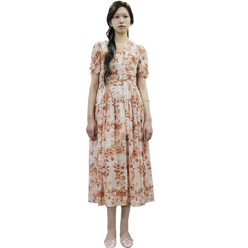 Crlu242610款V领碎花连衣裙