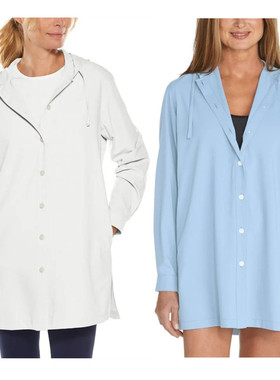 现货Coolibar长款沙滩防紫外线连帽衫 轻薄防晒服 UPF50+ 01296