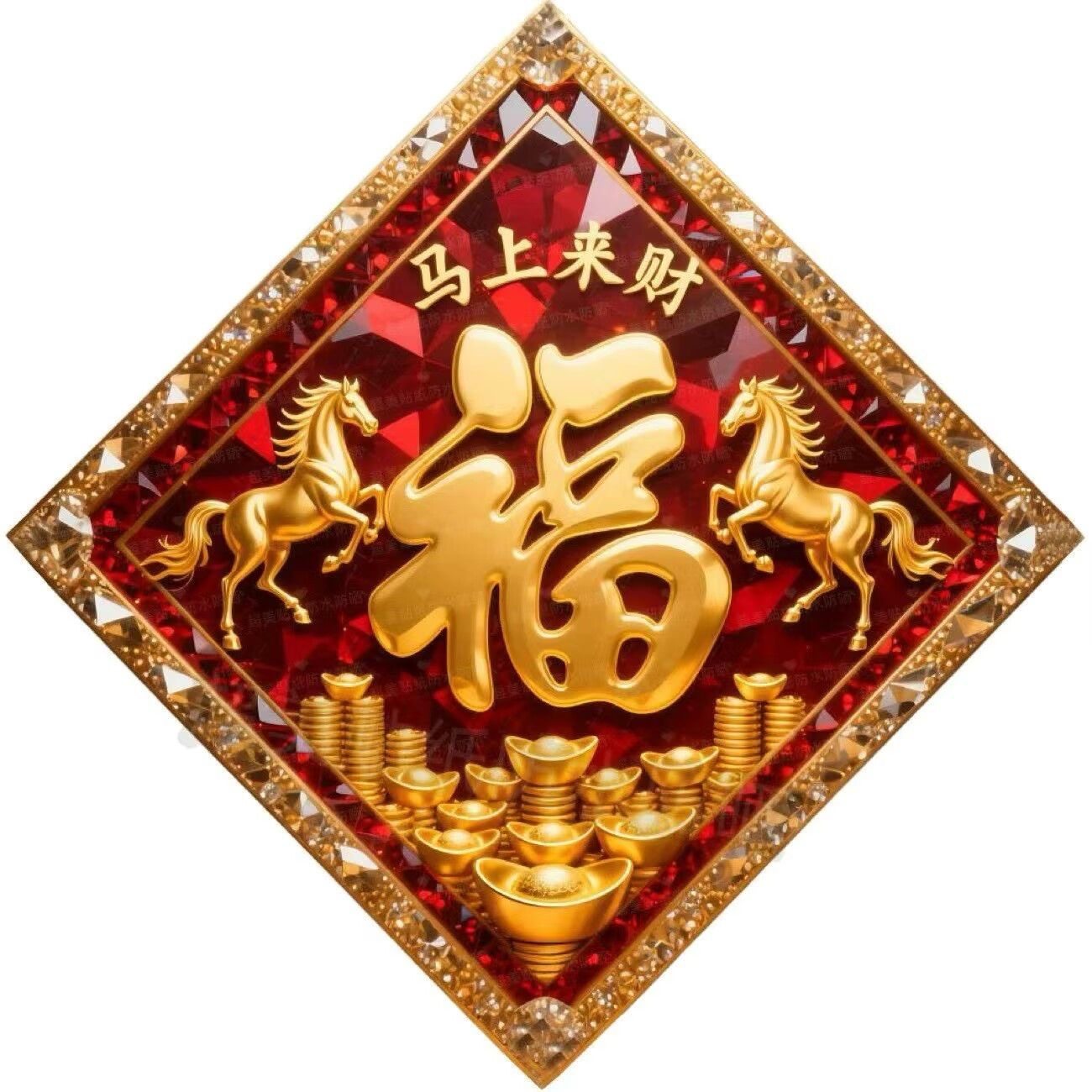 2026红红火火紫气东来福字贴纸家居卧室门窗墙上马上来财装饰贴纸